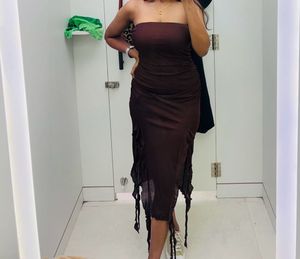 WESTSIDE- Brown tube dress