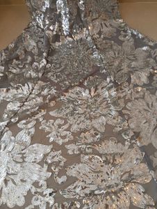 Tailor Made Silver Sequin Gown(Thailand Fabric)