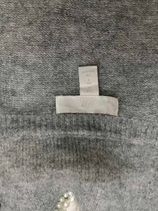 Gray Sweater with Pearl Detail