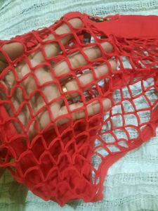 Hot Sexy Red Fishnet Panties with Heart Detail