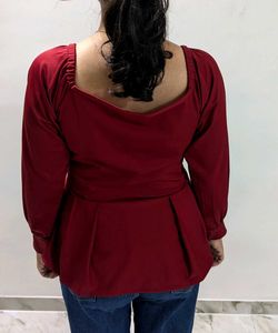 Burgundy Peplum Top