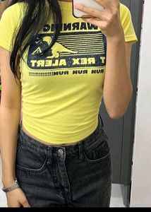 Yellow Y2k T-rex  Baby Tee