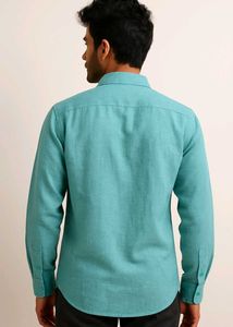 Men&#39;s Casual Green/blue/cyan Shirt