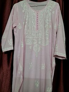 Rose Pink Chikankari Kurti