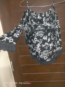 Cold Shoulder Black Zara Basic Top