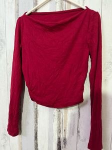 Red Long Sleeve Top &amp; Wide Leg Jeans