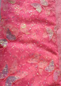 2 Meter Pink Sequin Butterfly Suit Material