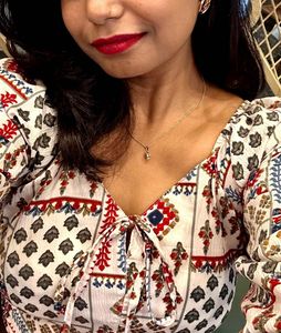 Patterned Tie-Front Top
