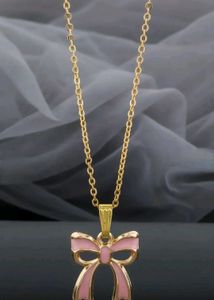 Pink Bow Necklace