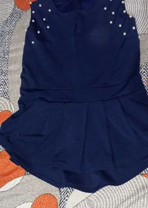 Navy Dress with Pearls