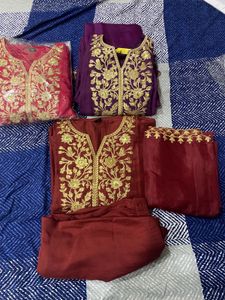 Purple Embroidered Kurta Set