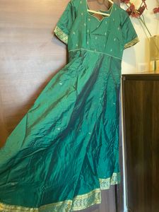 Green Silk Anaarkali kurta
