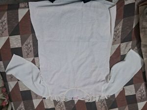 A White Coloured Top With Pink Color Dots