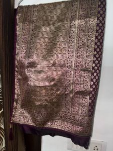 Fresh Beautiful Purple Coloured Banarasi Silk Sare