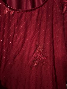 Maroon Embellished Kurta