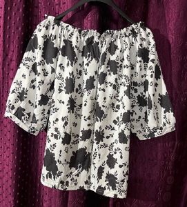 Stylish Black &amp; White Floral Off-Shoulder Top