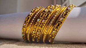Metal. Bangles With Stone Work