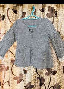 Gingham Peplum Top