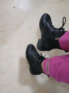 Genuine Black Ankle Leather Boots