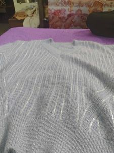 Sparkly V-Neck Knit Sweater
