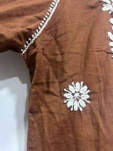 Brown Chikankari Lucknowi Kurta