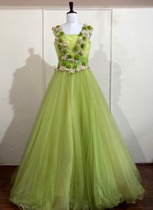 Lime Green Tulle Formal Dress