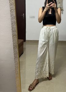 RANGRITI Cropped Lace Cutout Trouser