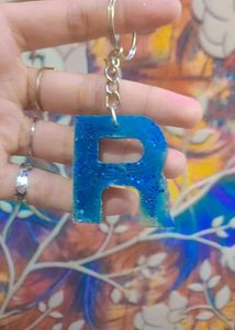 Blue Resin 'R' Keychain