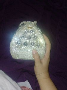 Beaded Silver Pouch