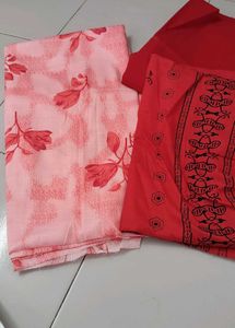 Red & Pink Dress Material