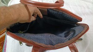 Brown Leather Office Laptop Side Bag