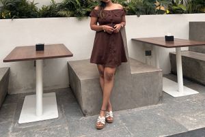 Brown Off-Shoulder Dress