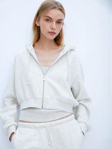 H&M  Grey Cropped Zip-Through Hoodie (Size - S)