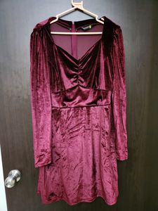 Burgundy Solid VELVET dress