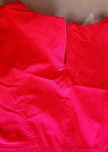 Red Sleeveless Dress with Belt