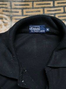 Men Black Cotton Mix Polo Tshirt