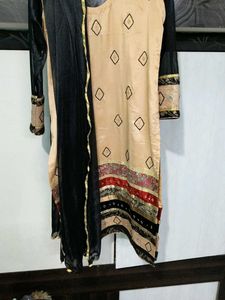 Black and cream colour party wear beautiful dress