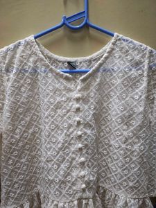 White Embroidered Tunic Top