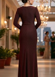 Elegant Maroon Evening Gown