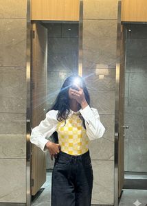 Yellow Checkered Corset Top