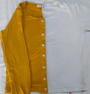 A Mustard - White Crop Top