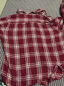 Burgundy Plaid Flannel Shirt