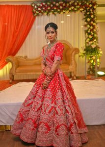 Stunning Red Embroidered Lehenga