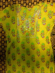 Yellow Floral Print Kurti xxl
