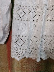 White Embroidered Eyelet Top