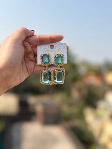 Elegant Aqua Drop Earrings