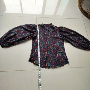Paisley Print Bishop Sleeve Blouse
