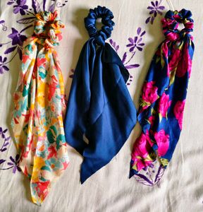 3 Satin Hair Scrunchies