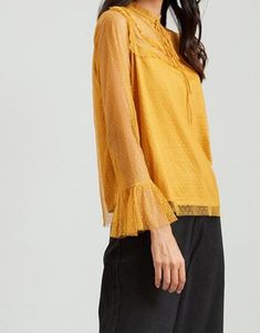 Mustard Mesh FlareTop