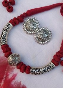 ✨Oxidised And Red Beats Jwellery Set ✨